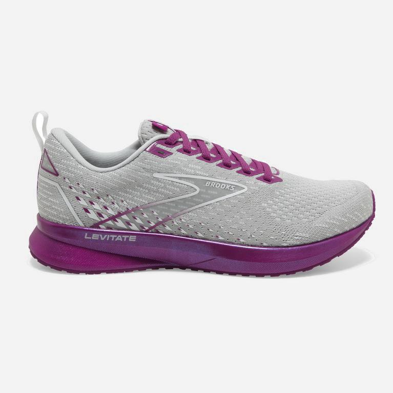 Brooks Levitate 5 Womens Road Running Shoes - Grey/Lavender Purple/Baton Rouge - Philippines (754689